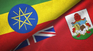 Etiyopya ve Bermuda iki bayrak tekstil kumaşı, kumaş dokusu