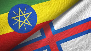 Etiyopya ve Faroe Adaları iki bayrak tekstil kumaşı, kumaş dokusu