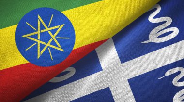 Etiyopya ve Martinik yılanı iki bayraklı kumaş, kumaş dokusu