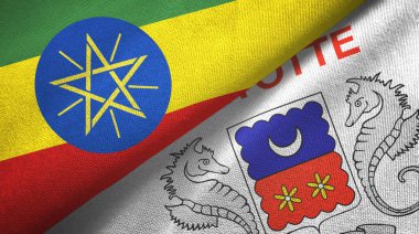 Etiyopya ve Mayotte iki bayrak tekstil kumaşı, kumaş dokusu