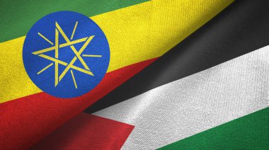 Etiyopya ve Filistin iki bayrak tekstil kumaşı, kumaş dokusu