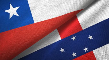 Şili ve Hollanda Antilleri iki bayrak tekstil kumaşı, kumaş dokusu