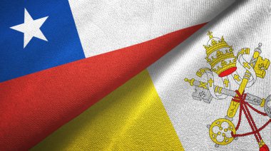 Şili ve Vatikan 'ın iki bayrağı tekstil kumaşı, kumaş dokusu