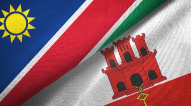 Namibya ve Cebelitarık iki bayraklı kumaş, kumaş dokusu