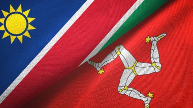 Namibya ve Mann Adası iki bayraklı kumaş, kumaş dokusu