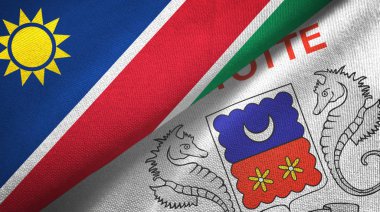 Namibya ve Mayotte iki bayraklı kumaş, kumaş dokusu