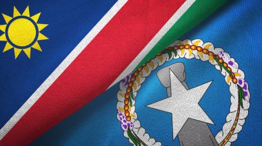 Namibya ve Kuzey Mariana Adaları iki bayrak tekstil kumaşı, kumaş dokusu