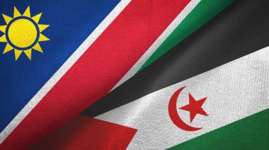 Namibya ve Batı Sahra iki bayraklı kumaş, kumaş dokusu