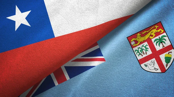 Χιλή και Φίτζι δύο σημαίες ύφασμα, υφασμάτινη υφή — Φωτογραφία Αρχείου