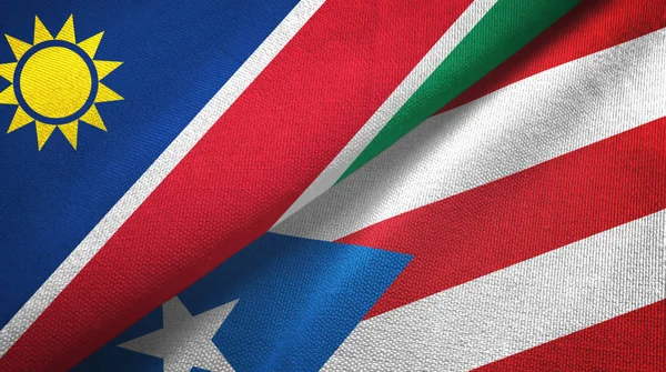 Namibya ve Porto Riko iki bayraklı kumaş, kumaş dokusu