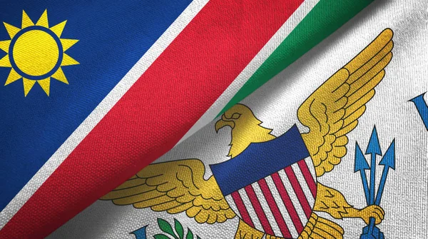 Namibya ve Virgin Adaları Amerika Birleşik Devletleri iki bayrak tekstil kumaşı, kumaş dokusu