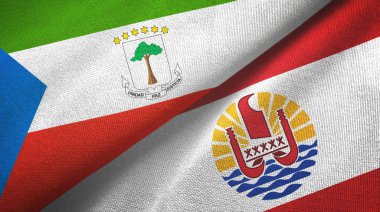 Ekvator Ginesi ve Fransız Polinezyası iki bayrak tekstil kumaşı, kumaş dokusu