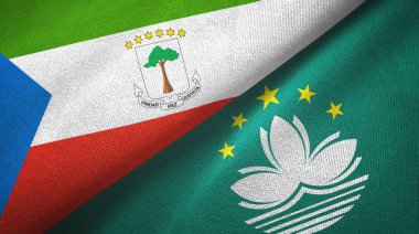 Ekvator Ginesi ve Makao iki bayrak tekstil kumaşı, kumaş dokusu