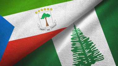 Ekvator Ginesi ve Norfolk Adası iki bayraklı kumaş, kumaş dokusu