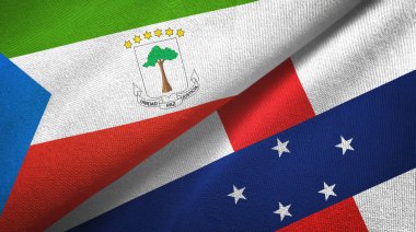 Ekvator Ginesi ve Hollanda Antilleri iki bayrak tekstil kumaşı