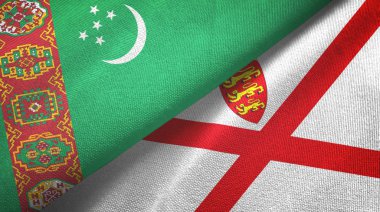 Türkmenistan ve Jersey iki bayraklı kumaş, kumaş dokusu