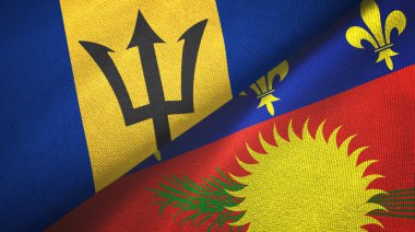 Barbados ve Guadeloupe iki bayraklı kumaş, kumaş dokusu