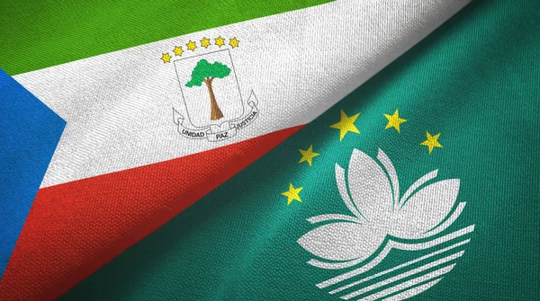 Ekvator Ginesi ve Makao iki bayrak tekstil kumaşı, kumaş dokusu