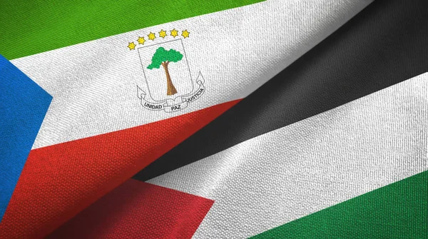 Guinea Ecuatorial y Palestina dos banderas tela textil, textura de la tela — Foto de Stock