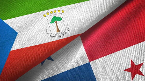 Equatoriaal-Guinea en Panama twee vlaggen textiel doek, weefsel textuur — Stockfoto