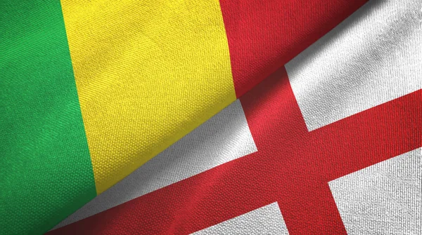 Mali and England two flags textile cloth, fabric texture