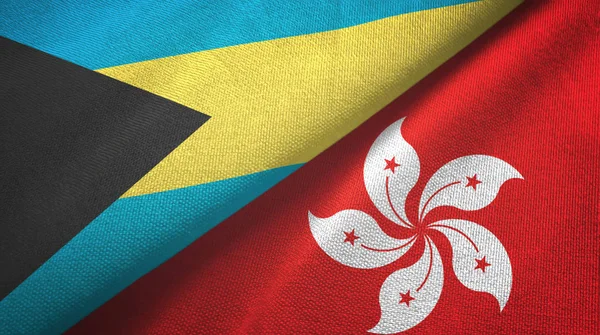 Bahamas and Hong Kong two flags textile cloth, fabric texture