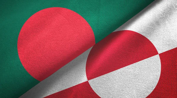 Bangladesh and Greenland two flags textile cloth, fabric texture — 스톡 사진