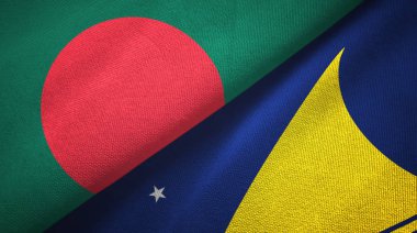 Bangladeş ve Tokelau iki bayrak tekstil kumaşı, kumaş dokusu