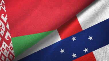 Belarus ve Hollanda Antilleri iki bayrak tekstil kumaşı, kumaş dokusu