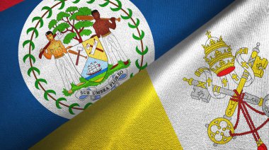 Belize ve Vatikan iki bayrak tekstil kumaşı, kumaş dokusu