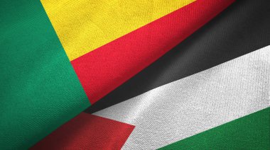 Benin ve Filistin iki bayrak tekstil kumaşı, kumaş dokusu