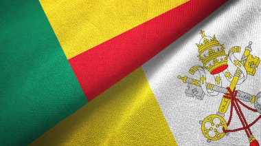 Benin ve Vatikan iki bayraklı kumaş, kumaş dokusu