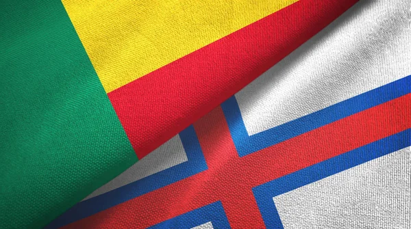 Benin and Faroe Islands two flags textile cloth, fabric texture