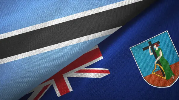 博茨瓦纳和蒙特塞拉特两国国旗纺织品，面料质感 — 图库照片