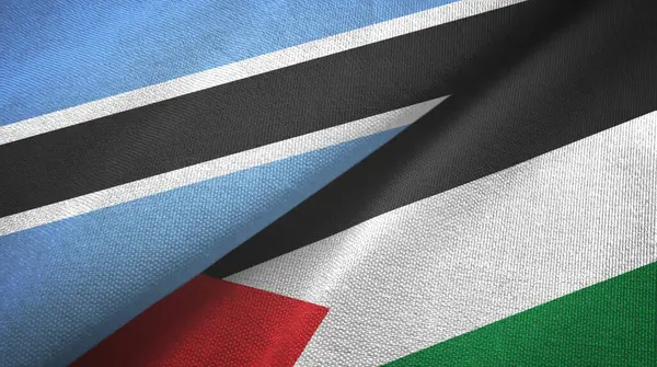 Botswana and Palestine two flags textile cloth, fabric texture — Stock Photo, Image