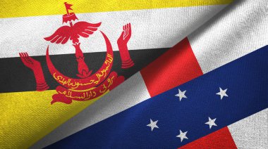 Brunei ve Hollanda Antilleri iki bayrak tekstil kumaşı, kumaş dokusu