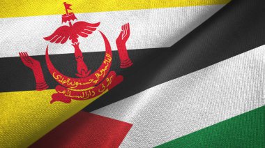 Brunei ve Filistin iki bayrak tekstil kumaşı, kumaş dokusu