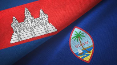 Kamboçya ve Guam iki bayrak tekstil kumaşı, kumaş dokusu