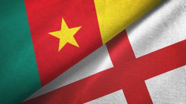 Kamerun ve İngiltere iki bayraklı kumaş, kumaş dokusu