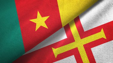 Kamerun ve Guernsey iki bayraklı kumaş, kumaş desenli.