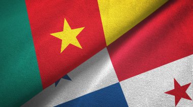 Kamerun ve Panama iki bayraklı kumaş, kumaş dokusu