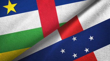 Orta Afrika Cumhuriyeti ve Hollanda Antilleri iki bayrak tekstil kumaşı