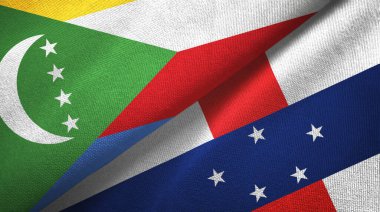 Komoros ve Hollanda Antilleri iki bayrak tekstil kumaşı, kumaş dokusu