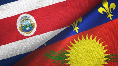 Kosta Rika ve Guadeloupe iki bayrak tekstil kumaşı, kumaş dokusu
