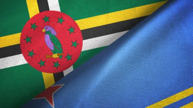 Dominika ve Aruba iki bayraklı kumaş, kumaş dokusu