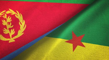 Eritre ve Fransız Guyanası iki bayraklı kumaş, kumaş dokusu
