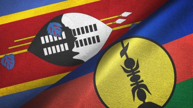 Eswatini ve Yeni Kaledonya iki bayraklı kumaş, kumaş dokusu