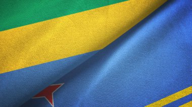 Gabon ve Aruba iki bayraklı kumaş, kumaş dokusu