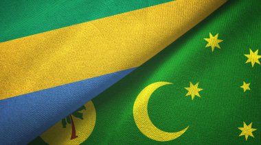 Gabon ve Cocos Keeling Adaları iki bayraklı kumaş, kumaş dokusu