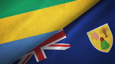 Gabon, Turks ve Caicos Adaları iki bayrak tekstil kumaşı, kumaş dokusu